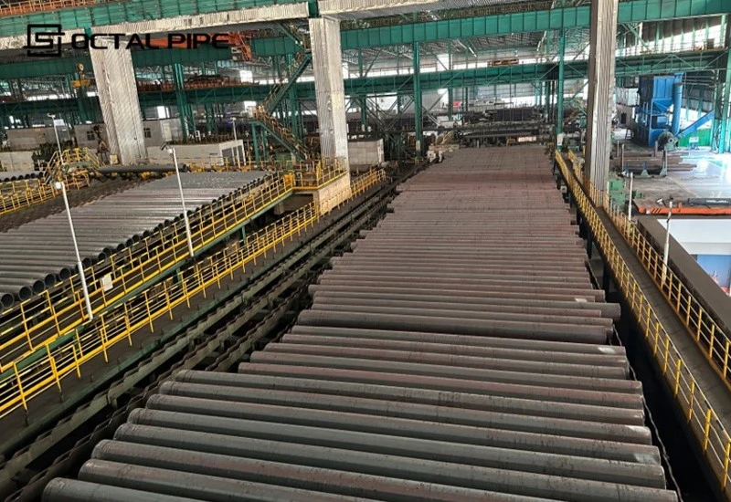 stacked display of boiler chrome-moly alloy steel pipes grades P11 P22 P91 stacked display of boiler chrome-moly alloy steel pipes grades P11 P22 P91